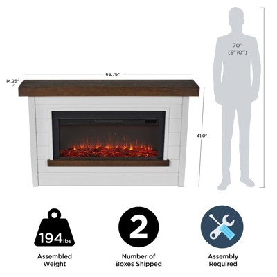 Bernice 67" White Electric Fireplace with Mantel