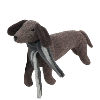 Northlight 7.5” Plush Brown Dachshund Dog with Scarf Christmas Decoration