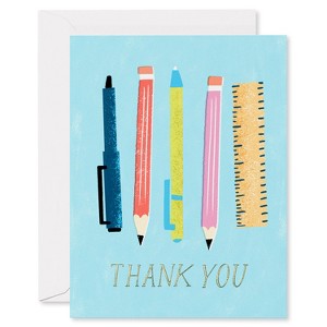 10ct Colorful Pencils Thank You Stationery Cards - 1 of 4