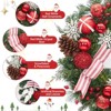 4 in Artificial Pre-Lit Christmas Wreath, Xmas Wreath with Striped Bows, 20 LED Lights, Battery Operated - 2 of 4