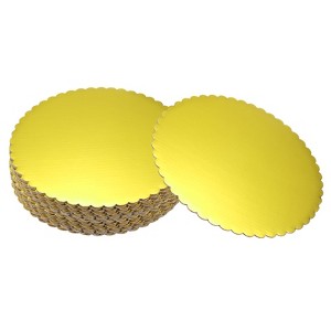 Unique Bargains Disposable Greaseproof Cardboard Scalloped Cake Platters 20 Pcs - 1 of 4