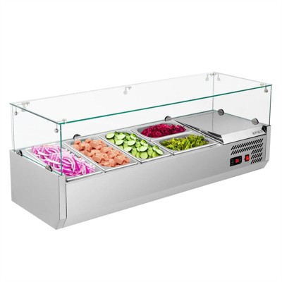 47 in. 125W 110V Refrigerated Prep Rail Countertop with Glass Shield