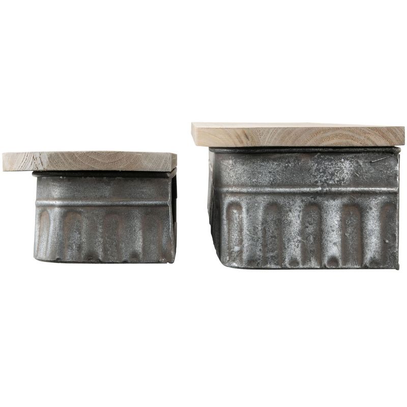Set of 2 Distressed Metal and Wood Hanging Wall Shelves - Foreside Home & Garden, 4 of 8