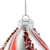 Northlight Set of 2 White and Red Glitter and Beads Striped Finial Glass Christmas Ornaments 5.5" - 3 of 4