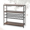 Costway Rustic 5-tier Wine Rack Table 22 Bottle Wine Cabinet Freestanding with Glass Holder - 3 of 4