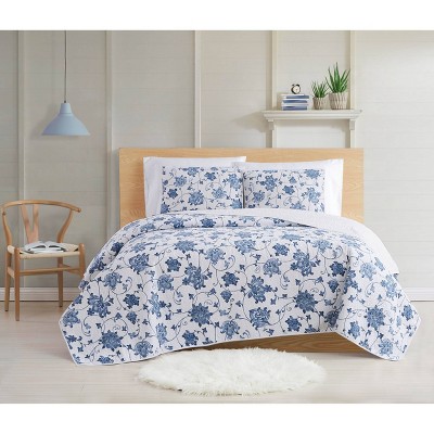 Twin XL 2pc Estate Bloom Quilt Set Blue - Cottage Classics