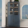 LED Display Cabinet with Glass Doors, Steel Curio Cabinet Storage Cabinet Accent Cabinet Pantry Organizer Cupboard, Black/Dark Blue-ModernLuxe - 2 of 4