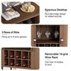 Coffee Bar Cabinet with Sliding Doors, Glass Holder & Wine Rack, Buffet Sideboard Liquor Cabinet - 4 of 4