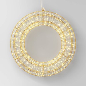 LED High Density Champagne Metal Wreath Christmas Novelty Silhouette Lights with White Color Light Bulb - Wondershop™ - 1 of 4