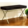 HomeRoots 24" Dark Brown and Gold Computer Desk With Two Drawers - 2 of 4