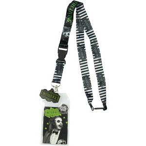 Beetlejuice Never Trust The Living Lanyard ID Holder, Rubber Charm And Sticker - 1 of 4