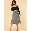 INSPIRE CHIC Women's Chiffon Elastic Waist Ruffle Tiered Flowy Midi Floral Printed Skirts - 3 of 4