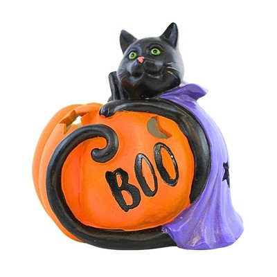 Transpac 6.25 In Halloween Cat Light Up Pumpkin Stars Moon Animal Figurines