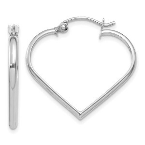 Black Bow Jewelry 2mm, 14k White Gold Heart Hoop Earrings - 1 of 4