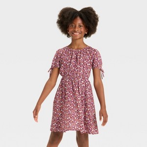 Girls' Short Sleeve Woven Dress - Cat & Jack™ - 1 of 3