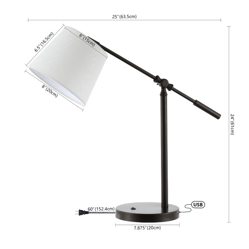 24&#34; Troy Classic Contemporary Iron LED Task Lamp with USB Charging Port Oil Rubbed Bronze (Includes LED Light Bulb) - JONATHAN Y, 4 of 11