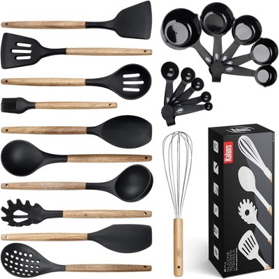 Kaluns Kitchen Utensils Set, 21 Piece Wood and Silicone, Cooking Utensils, Dishwasher Safe and Heat Resistant Kitchen Tools