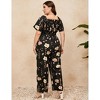 Clearlove Jumpsuits for Plus Size Women Casual Square Neck One Piece Floral Wide Leg Rompers - 4 of 4