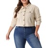 Agnes Orinda Women's Plus Size Lightweight Cropped Button Down Corduroy Trucker Jackets - 2 of 4