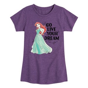Girls' - Disney Princess - Ariel Go Live Your Dream Fitted Short Sleeve Graphic T-Shirt - 1 of 4