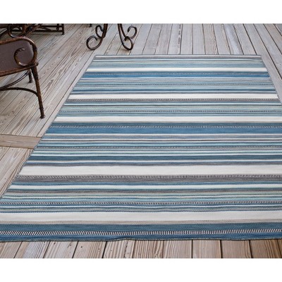 Seascape Stripe Handmade 4' x 6' Reversible Synthetic Rug