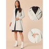 Allegra K Women's Notch Lapel Collar A-Line Double Breast Long Winter Coat - 2 of 4