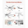 VEVOR 72 In Ceiling Fan with Light, 6-Speed Remote Control, Dimmable 3-Color Temperature, Reversible DC Motor, Low Profile Flush Mount Fan,White - 3 of 4