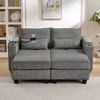 ModernLuxe Convertible Corduroy Loveseat Sofa Bed, Chaise Lounge with USB Ports, 2 Cup Holders, Storage Box & Phone Holder - 2/1 Seat Options - 2 of 4