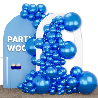PartyWoo Balloons Metallic Blue Chrome 18 12 10 5 Inch 142 pcs