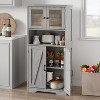 Freestanding Floor Linen Storage Cabinet with Glass Doors & Adjustable Shelves, Standing Cupboard for Bathroom, Kitchen, Living Room - 4 of 4