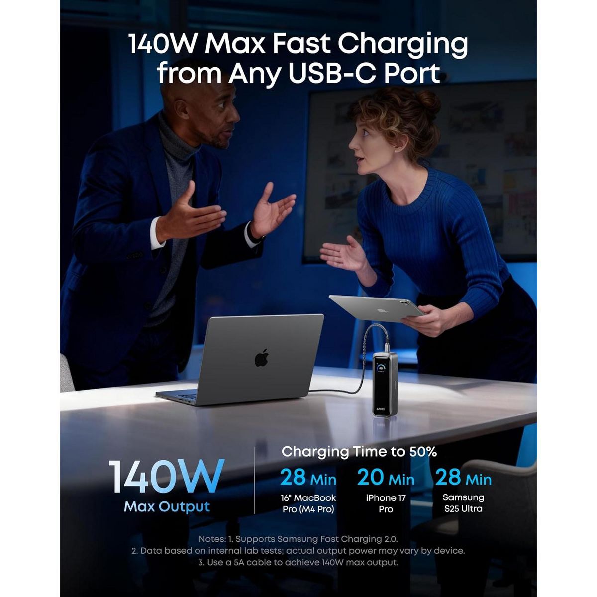 Anker Prime Power Bank, 20,100mAh 3-Port Portable Charger 220W Max Output, Two-Way Charging, TSA-Approved, App Control, for MacBook, iPhone 17 / 16 - thumbnail 4