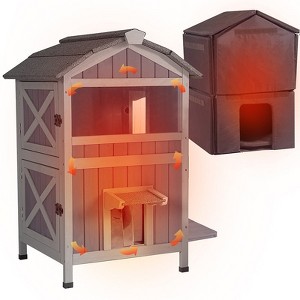 Aivituvin Outside Insulated Cat House for Winter| Soft Liner Inside| Two Storey-AIR94-IN - 1 of 4