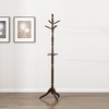 NAYSAYE Coat Hanger Solid Wood Freestanding Coat Rack with 10 Hooks for Entryway Bedroom or Living Room, Dark Brown, 17.5"*17.5"*72" - 4 of 4