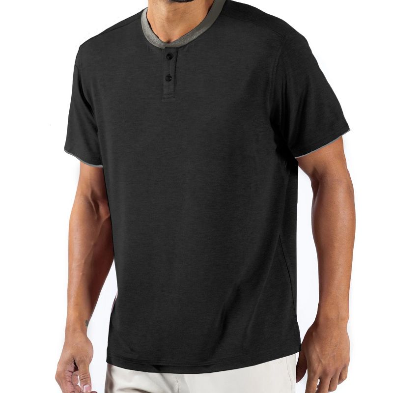 Men's Short Sleeve Henley T-Shirt with Contrast-Trim, 2 of 5