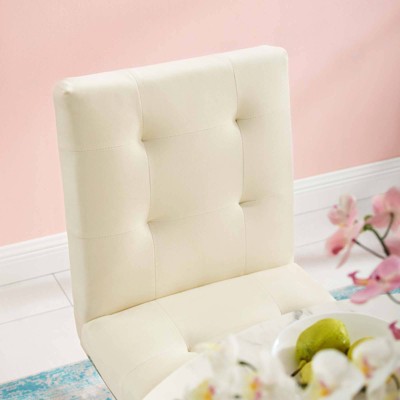 Ivory Velvet Upholstered Dining Chair with Gold Stainless Steel Base