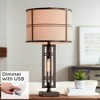 Franklin Iron Works Industrial Table Lamp with USB Charging Port Nightlight 28" Tall Oil-Rubbed Bronze Drum Shade for Living Room Bedroom - 2 of 4