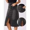 INSPIRE CHIC Women's Midi High Waist Slit Front with Pockets Jean Skirts - 2 of 4