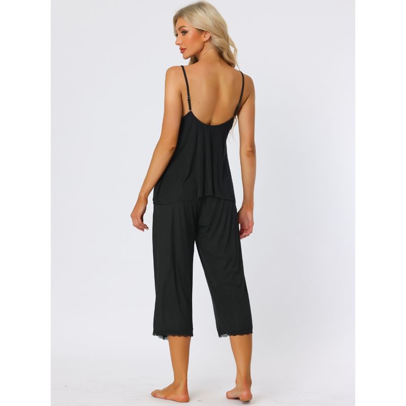 cheibear Womens Sleepwear Modal V-Neck Camisole with Capri Pants Pajama Set, 3 of 6