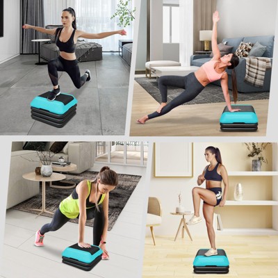 Vynxaria Height-Adjustable Aerobic Step Platform - Fitness Stepper with 4 Risers
