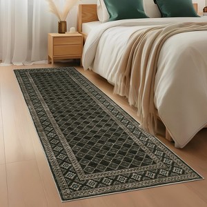Nasitip Bohemia Low Pile Diamond Area Rug:Easy-Clean, Skid-Resistant Washable Carpet for Living Room, Bedroom - 1 of 4