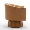 SEYNAR Mid-Century Swivel PU Leather Tufted Round Accent Barrel Chair - 3 of 4