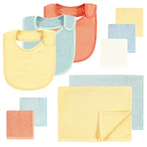 Hudson Baby Unisex Baby Rayon from Bamboo Bib, Burp Cloth and Washcloth 10Pk, Soft Neutral, One Size - 1 of 4