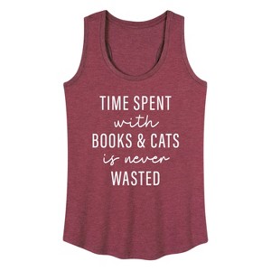 Women's - Instant Message - Time Spent With Books Cats Graphic Racerback Tank - 1 of 4