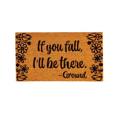 Evergreen Flag Funny Welcome Mat Coir Doormat | 28" x 16" Front Door Mat Outdoor Entrance | No Slip Door Rugs Entryway Indoor | If You Fall