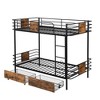 NicBex Twin XL over Twin XL Bunk Bed with MDF Board Guardrail and 2 Storage Drawers,Loft Bed with Ladder,Noise Reduced Bunk Beds for Bedroom - 2 of 4