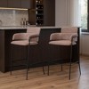 HomeRoots Set of Two 30" Brown and Black Faux Shearling and Steel Bar Height Bar Chairs - 2 of 4