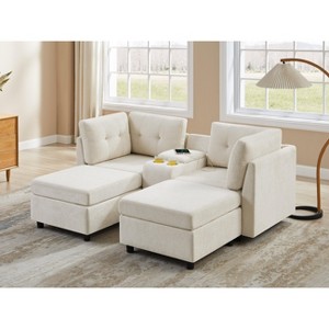 VANOMi Chenille Sectional Sofa with Ottoman - 1 of 4