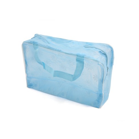 Unique Bargains Nylon Portable Zipper Thin Wash Packet Ladies Cosmetic Bag  Storage Package Blue 1pc
