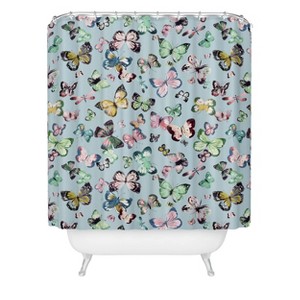 Deny Designs Ninola Design Butterflies Wings Sky blue Shower Curtain - 1 of 2