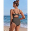 AI'MAGE Women's High Cut One Piece Swimsuit Ruched Tummy Control Swimsuits Ribbed Tie Side Bathing Suits - 2 of 3